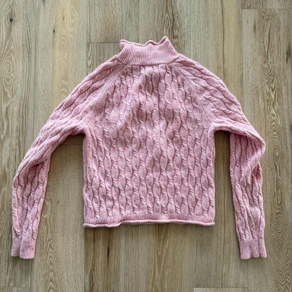 J.Crew Cable Knit Rollneck Cashmere Donegal Cropped Sweater - Picture 8 of 8